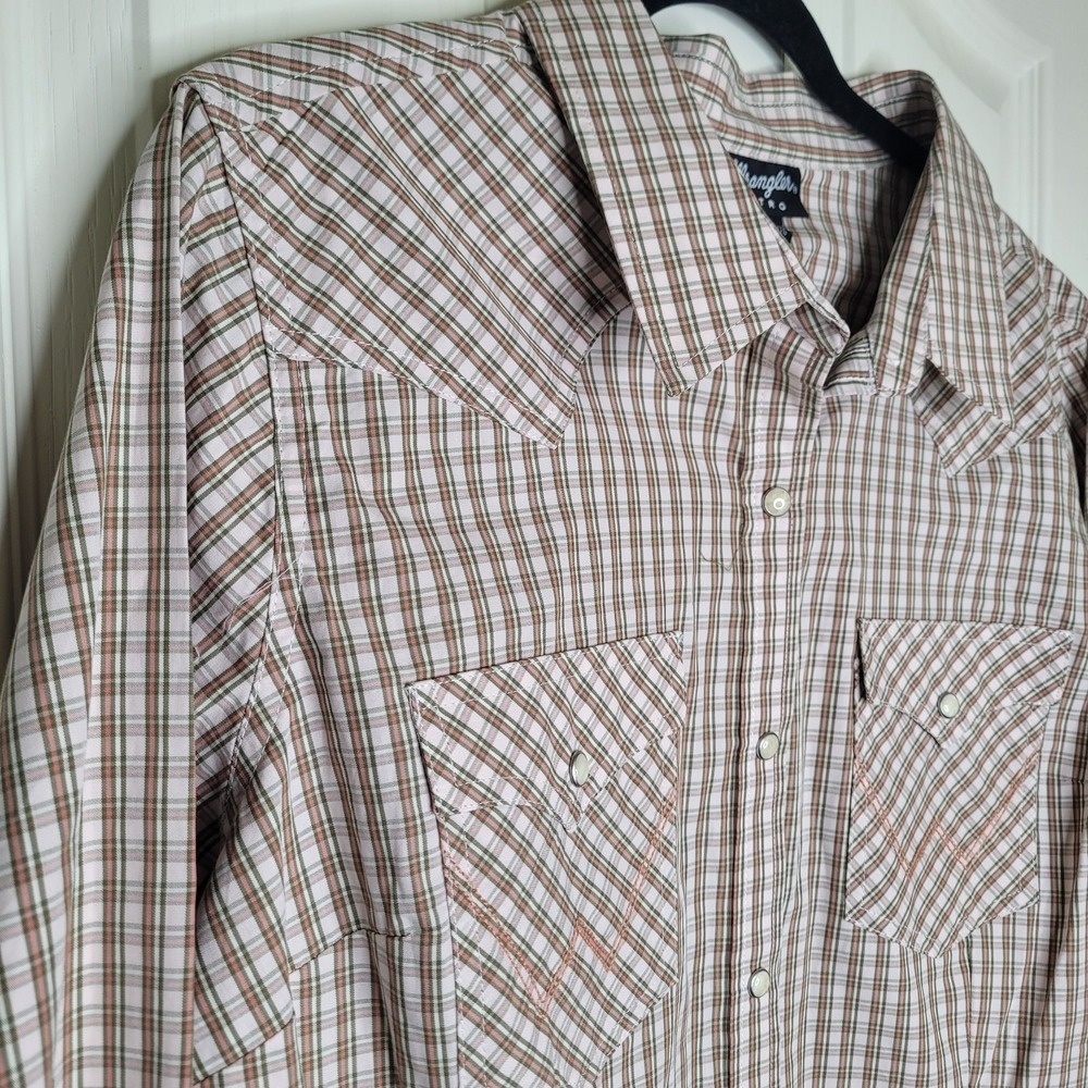 Wrangler Retro Men's Plaid Pearl Button-Up Shirt XL Long Sleeve Western Cowboy - Picture 4 of 8
